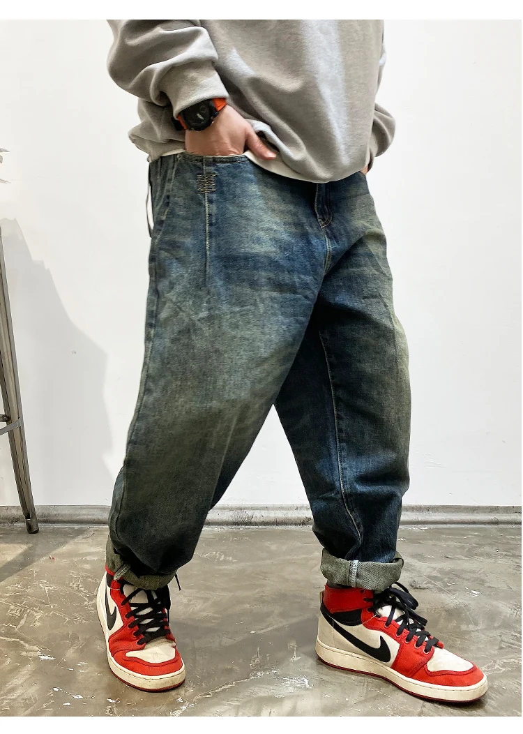 American Vintage High Quality Cargo Jeans Men Clothing Japanese Streetwear Straight Denim Trousers Harajuku Casual Pants Male