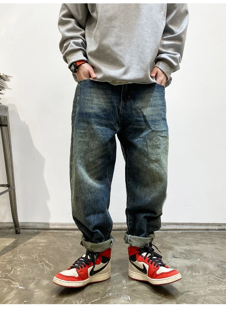 American Vintage High Quality Cargo Jeans Men Clothing Japanese Streetwear Straight Denim Trousers Harajuku Casual Pants Male