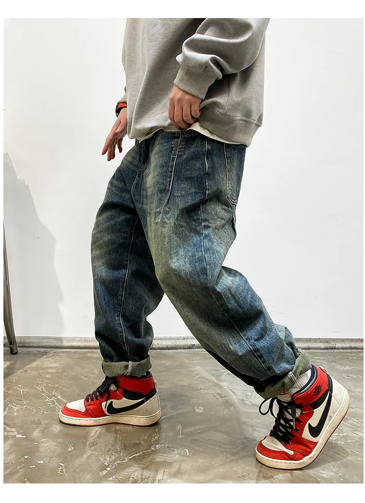 American Vintage High Quality Cargo Jeans Men Clothing Japanese Streetwear Straight Denim Trousers Harajuku Casual Pants Male