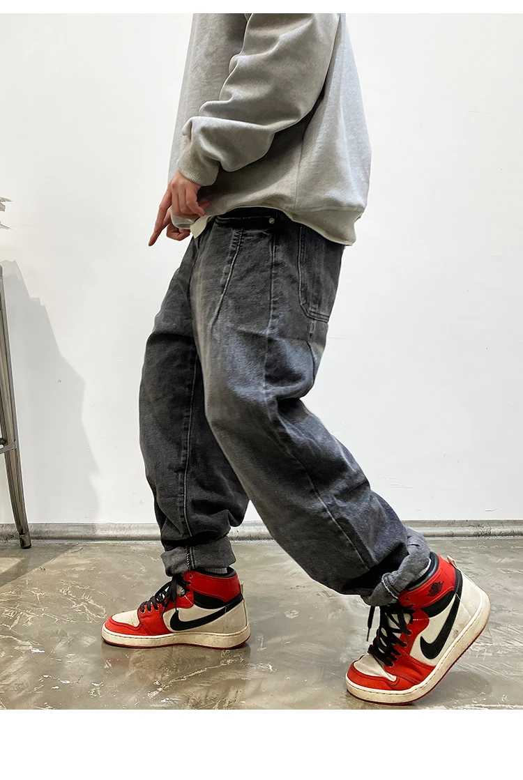 American Vintage High Quality Cargo Jeans Men Clothing Japanese Streetwear Straight Denim Trousers Harajuku Casual Pants Male