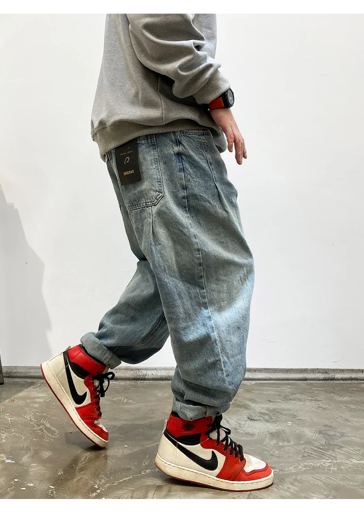 American Vintage High Quality Cargo Jeans Men Clothing Japanese Streetwear Straight Denim Trousers Harajuku Casual Pants Male