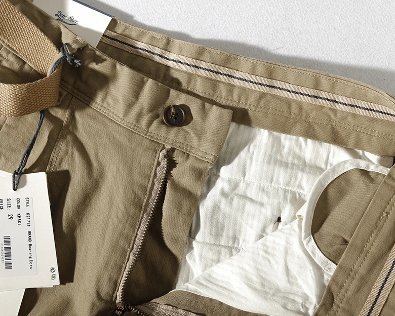 Japanese casual pants with retro loose feet, men's fashionable clothes washed with old khaki elastic woven nine-point tapered pa