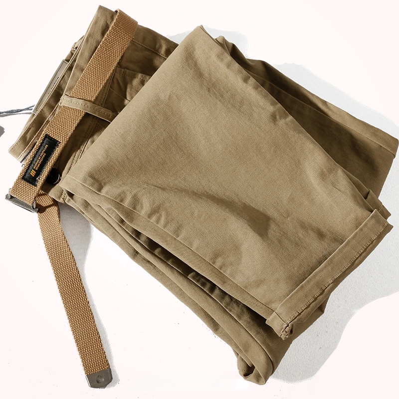 Japanese casual pants with retro loose feet, men's fashionable clothes washed with old khaki elastic woven nine-point tapered pa