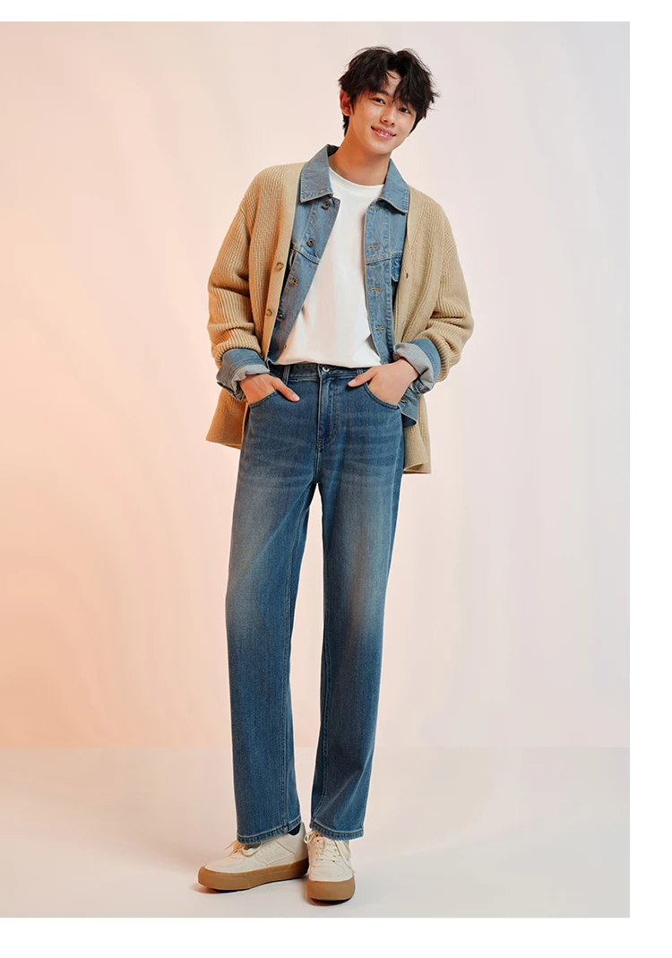 Semir Jeans Men 2025 Winter New Loose Straight Leg Classic Versatile Casual Pants