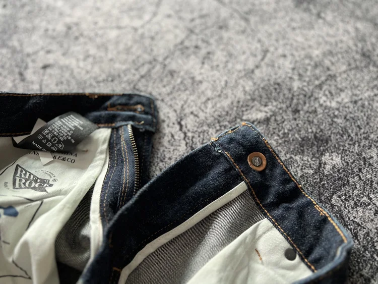 High Quality American Retro Slim Straight Denim Jeans Washed Desizing Brushed 100% Cotton Red Selvedge Denim Pants for Men