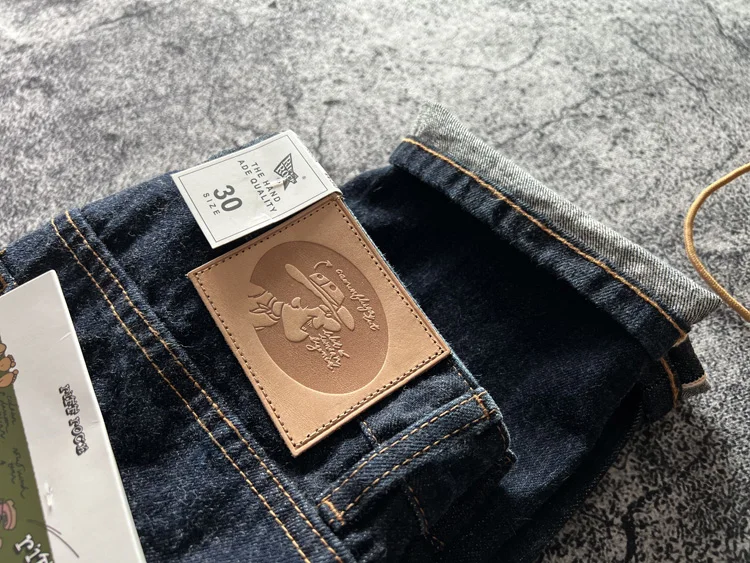High Quality American Retro Slim Straight Denim Jeans Washed Desizing Brushed 100% Cotton Red Selvedge Denim Pants for Men