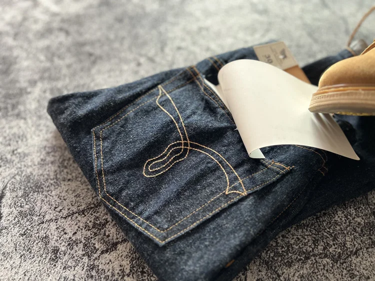 High Quality American Retro Slim Straight Denim Jeans Washed Desizing Brushed 100% Cotton Red Selvedge Denim Pants for Men