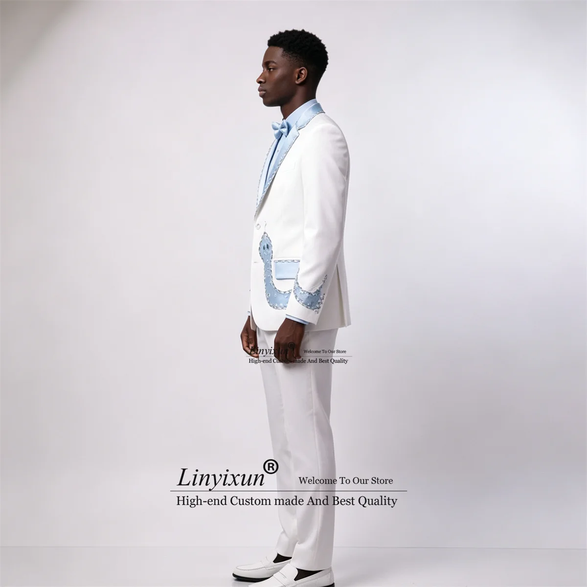 Handmade Crystals Diamond Men Suits Customized Groom Party Male Blazers 2 Piece Sets Tuxedo Slim Fashion Wedding Ropa Hombre