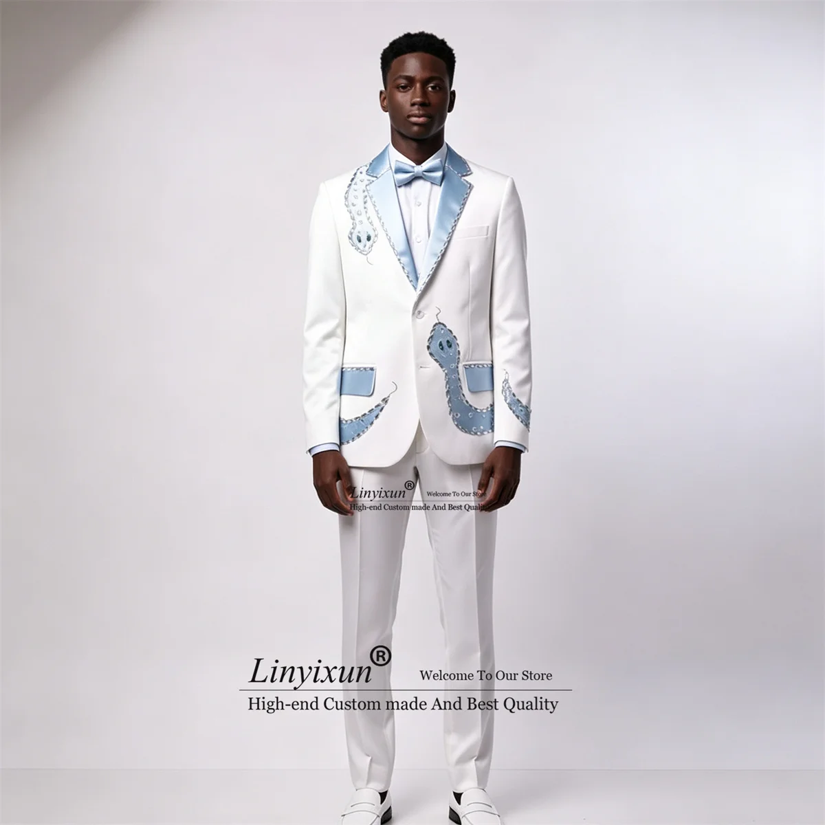Handmade Crystals Diamond Men Suits Customized Groom Party Male Blazers 2 Piece Sets Tuxedo Slim Fashion Wedding Ropa Hombre