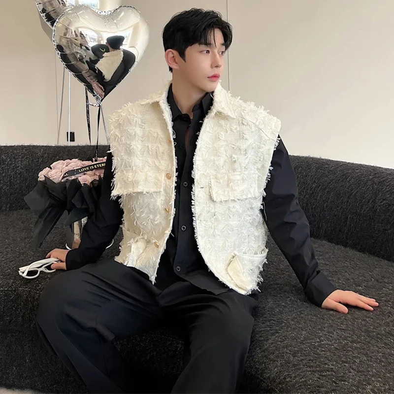 LUZHEN Tassels Burr Design Waistcoat Trendy Korean Men Vest Jacket Fashion Sleeveless 2025 Street Korean Clothes Original LZ5340