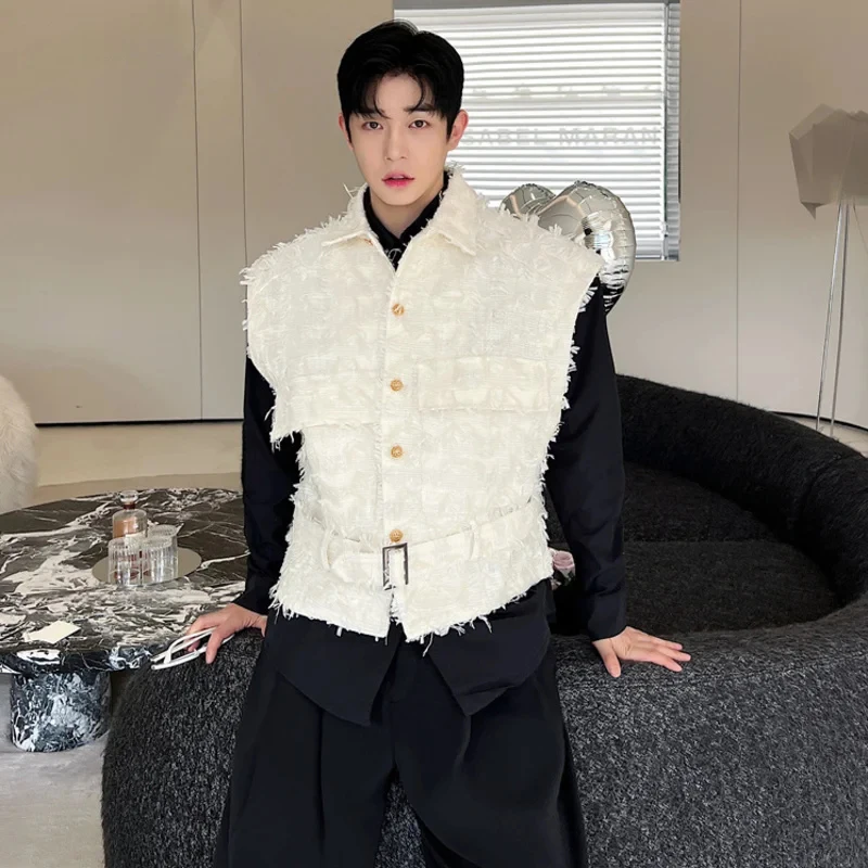 LUZHEN Tassels Burr Design Waistcoat Trendy Korean Men Vest Jacket Fashion Sleeveless 2025 Street Korean Clothes Original LZ5340