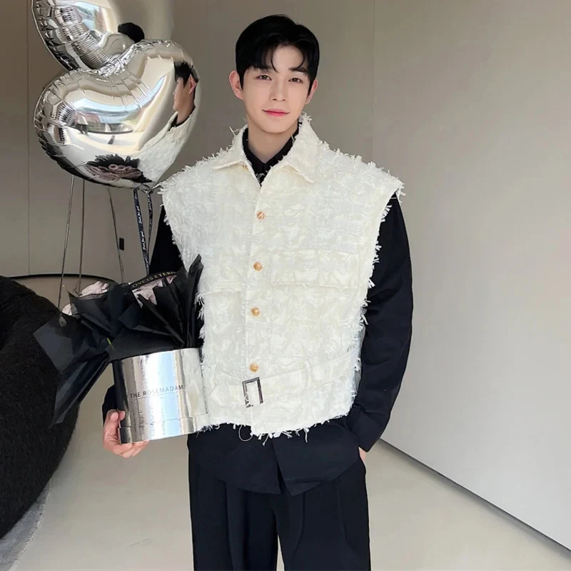 LUZHEN Tassels Burr Design Waistcoat Trendy Korean Men Vest Jacket Fashion Sleeveless 2025 Street Korean Clothes Original LZ5340