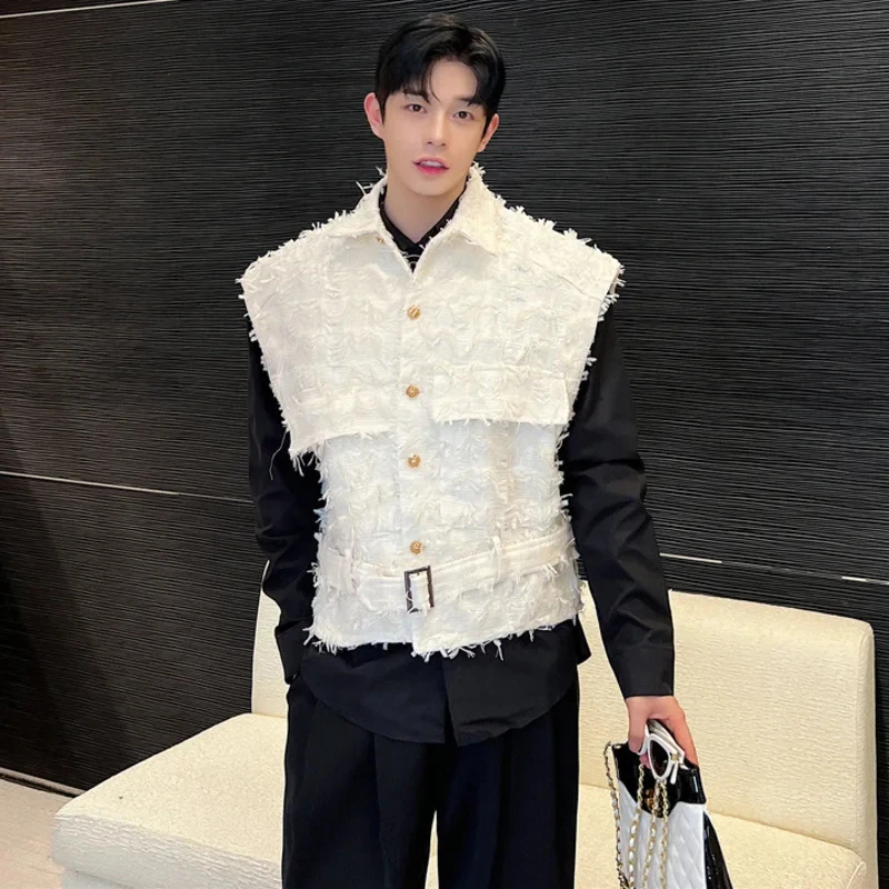 LUZHEN Tassels Burr Design Waistcoat Trendy Korean Men Vest Jacket Fashion Sleeveless 2025 Street Korean Clothes Original LZ5340