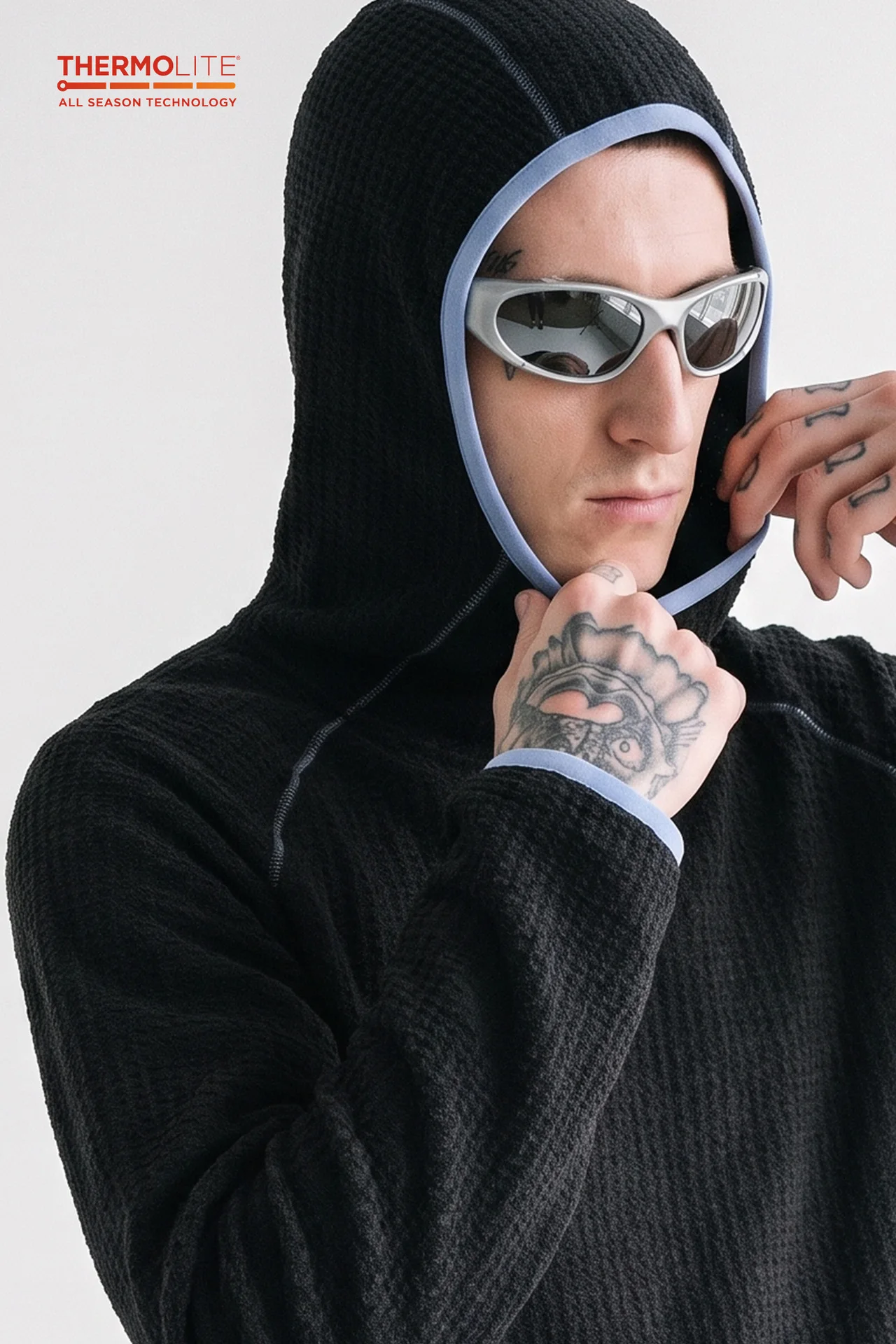 THERMOLITE® Men's Lightweight Air Fleece Hoodie Contrast Stitch Thermal Pullover Sweatshirt Quick Dry Outdoor Athletic Tech Top
