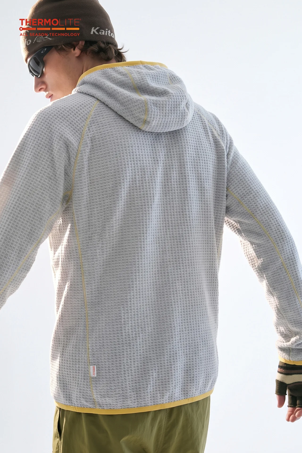 THERMOLITE® Men's Lightweight Air Fleece Hoodie Contrast Stitch Thermal Pullover Sweatshirt Quick Dry Outdoor Athletic Tech Top