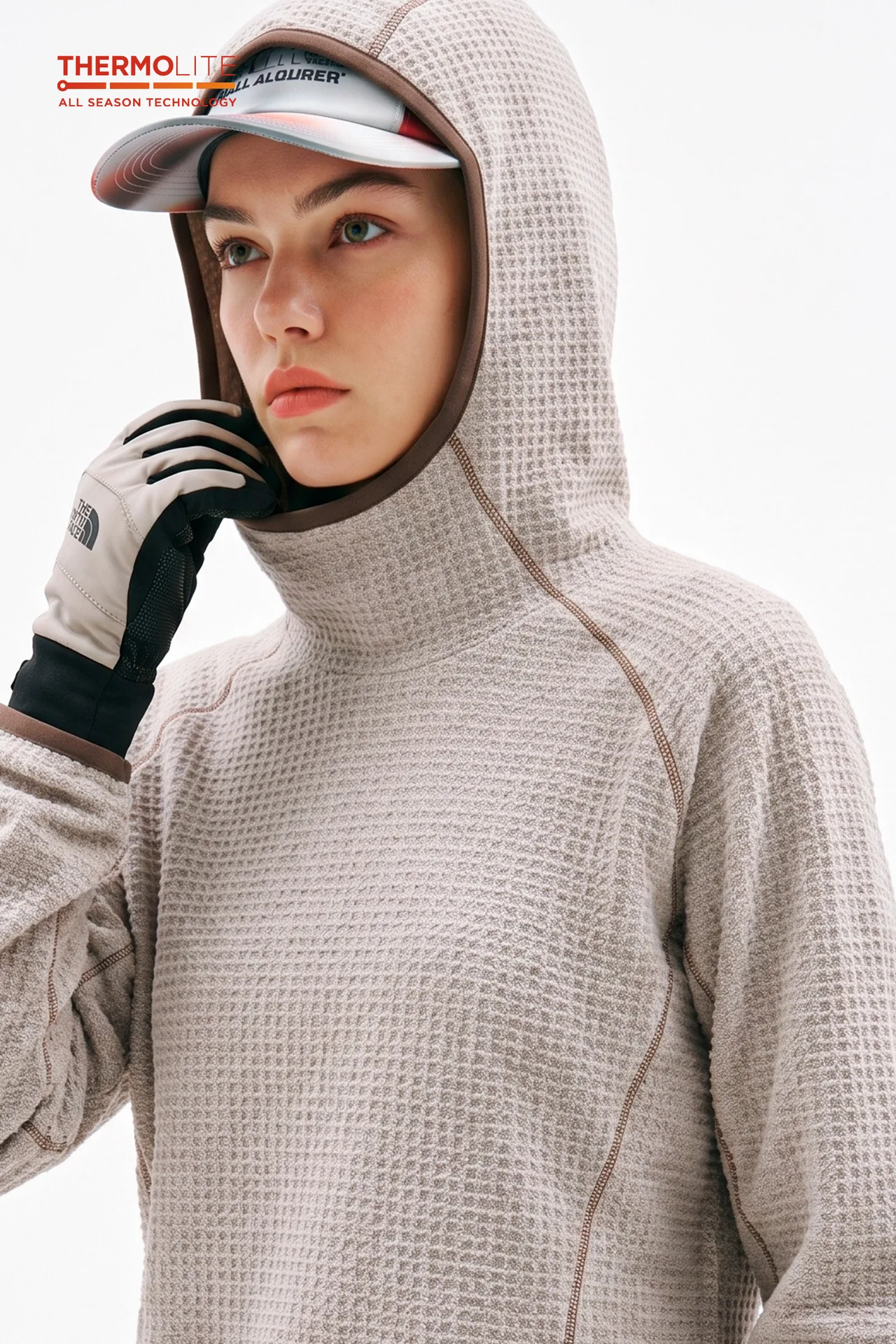 THERMOLITE® Men's Lightweight Air Fleece Hoodie Contrast Stitch Thermal Pullover Sweatshirt Quick Dry Outdoor Athletic Tech Top