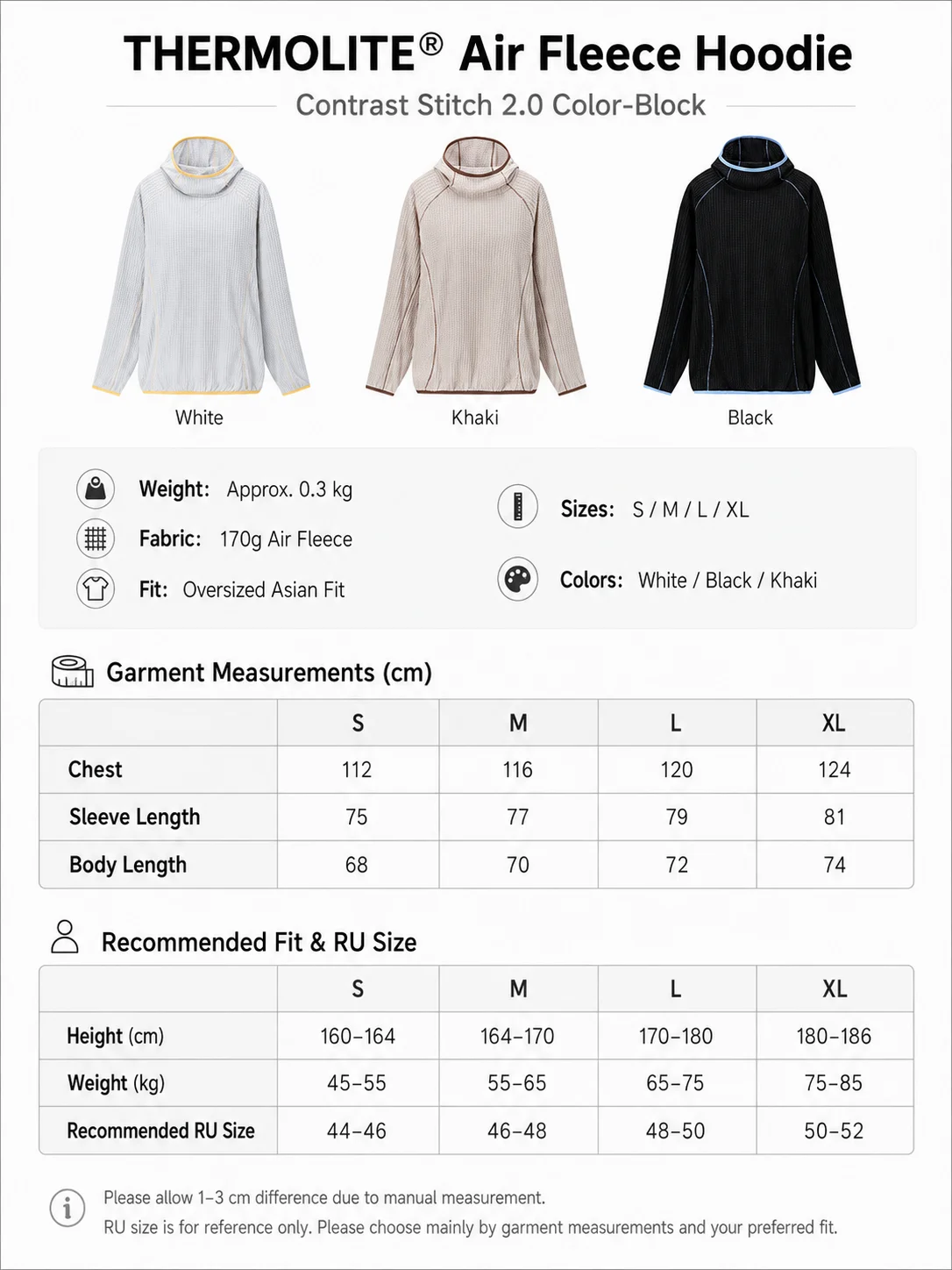 THERMOLITE® Men's Lightweight Air Fleece Hoodie Contrast Stitch Thermal Pullover Sweatshirt Quick Dry Outdoor Athletic Tech Top
