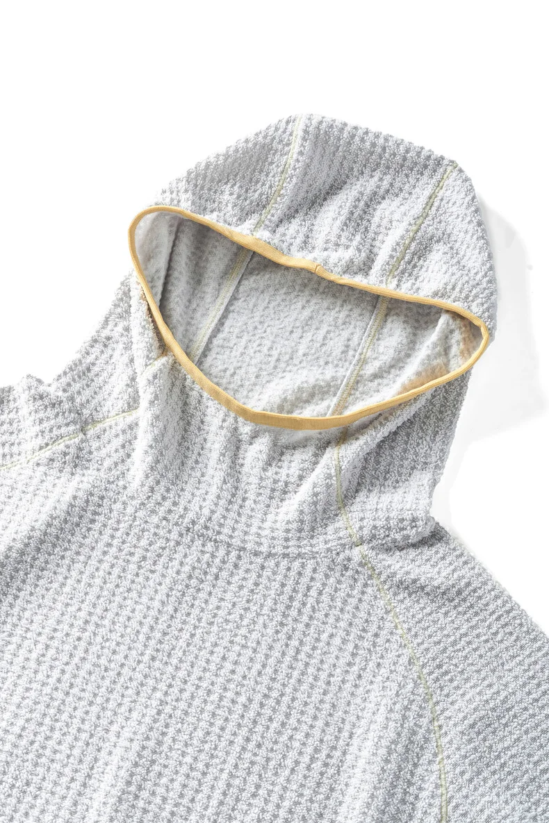 THERMOLITE® Men's Lightweight Air Fleece Hoodie Contrast Stitch Thermal Pullover Sweatshirt Quick Dry Outdoor Athletic Tech Top
