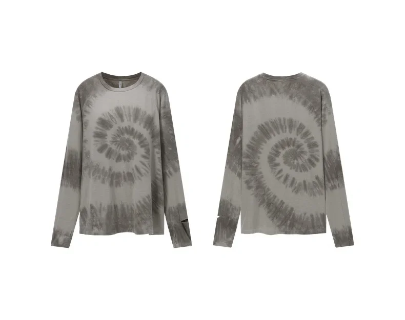 Men's New Zealand Merino Wool Tie-Dye Long Sleeve Base Soft Anti-Odor Outdoor Thermal Top for Hiking & Running