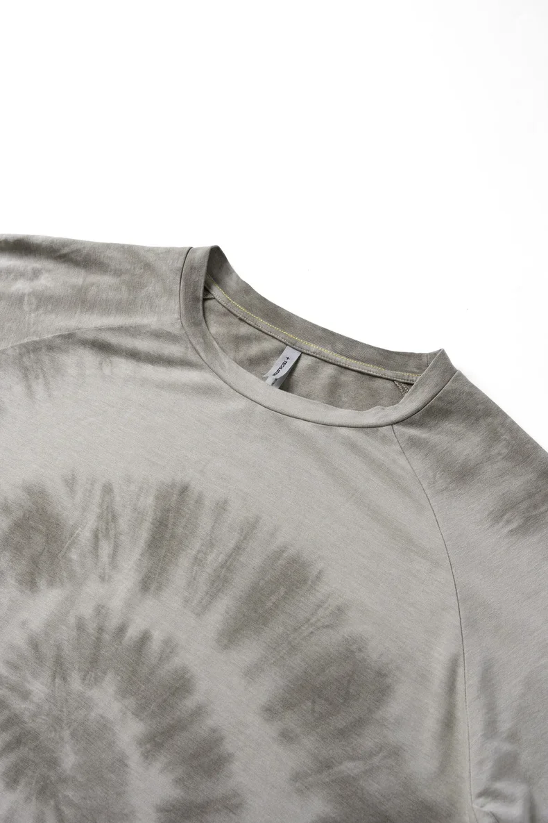 Men's New Zealand Merino Wool Tie-Dye Long Sleeve Base Soft Anti-Odor Outdoor Thermal Top for Hiking & Running