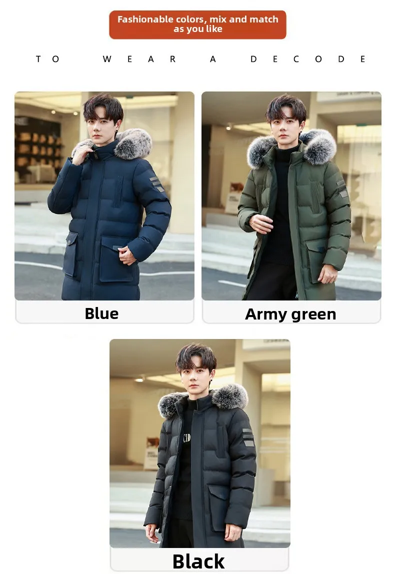 Winter New Thickened Windproof Warm Cap Long Cotton Jacket Outdoor High Quality Windproof and Breathable Thickened Padded Jacket