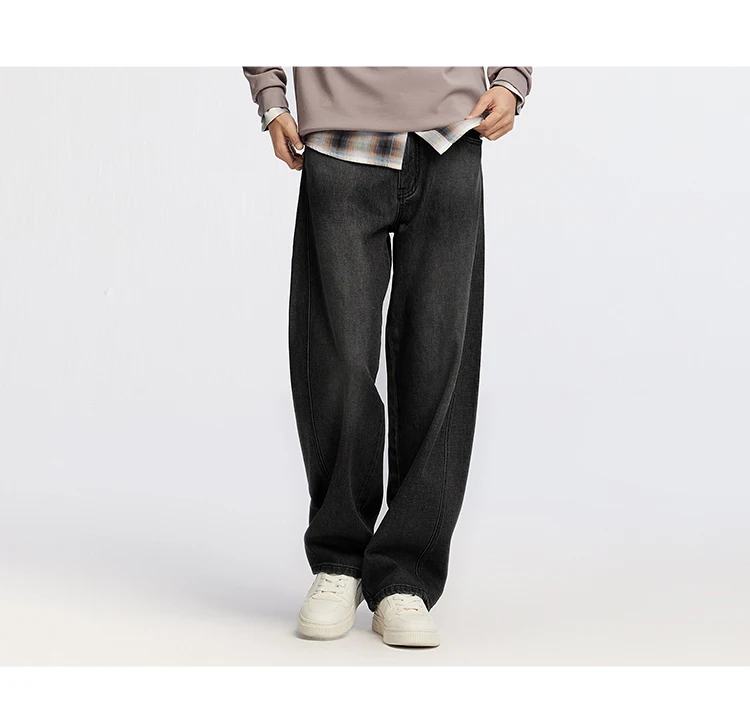 Semir Men Jeans Loose Curved Barrel Leg Retro Washed Street Casual Style Autumn Denim Pants Urban Daily Wear 2026