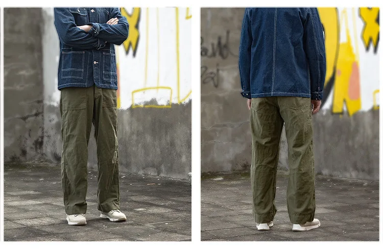 107 Good Quality America Style Cargo Pants for Men 100% Cotton Comfortable Straight Trouser Spring Falll Casual Loose Bottonwear