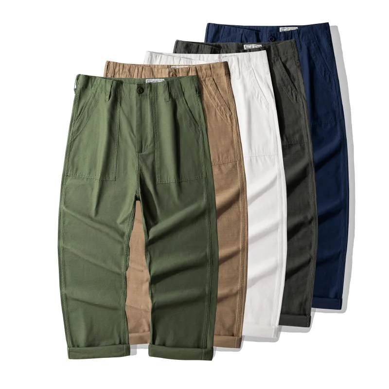 107 Good Quality America Style Cargo Pants for Men 100% Cotton Comfortable Straight Trouser Spring Falll Casual Loose Bottonwear