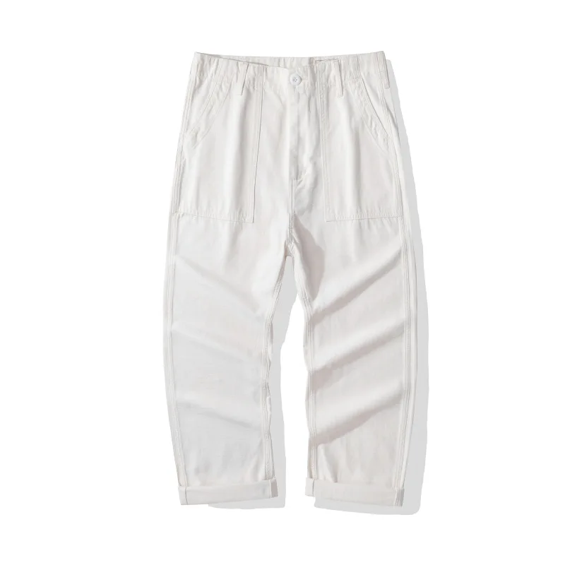 107 Good Quality America Style Cargo Pants for Men 100% Cotton Comfortable Straight Trouser Spring Falll Casual Loose Bottonwear