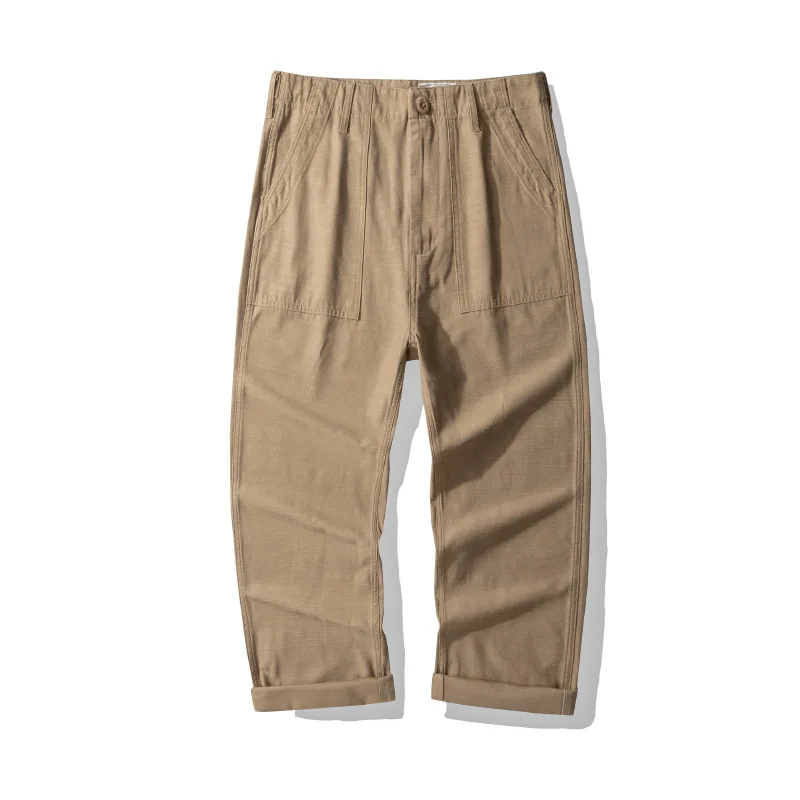 107 Good Quality America Style Cargo Pants for Men 100% Cotton Comfortable Straight Trouser Spring Falll Casual Loose Bottonwear