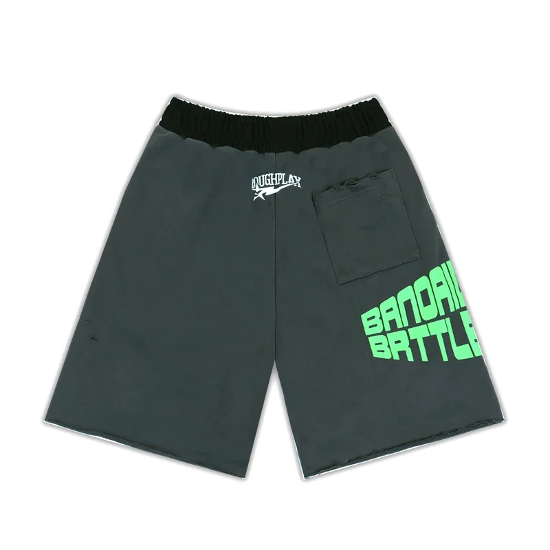 Men Street Hip Hop Retro Washed Black Rough Play Casual Sets American Style Skull Print Hooded Sweatshirt Shorts Two Piece Sets