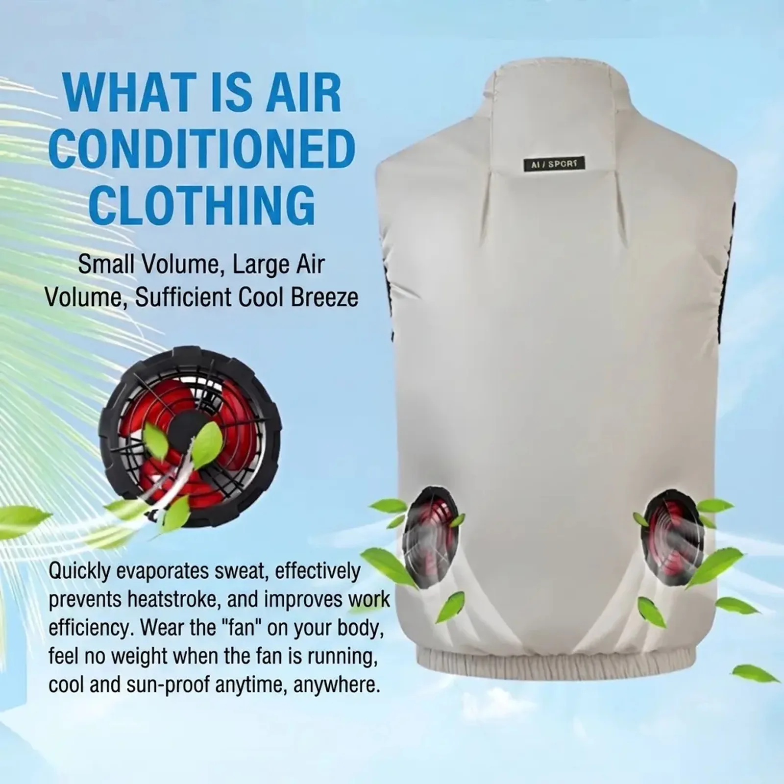 Sleeveless Fan Cooling Vest Air Conditioned Clothing for Summer Outdoor Work, Heat Relief Cooling Jacket for Men Women