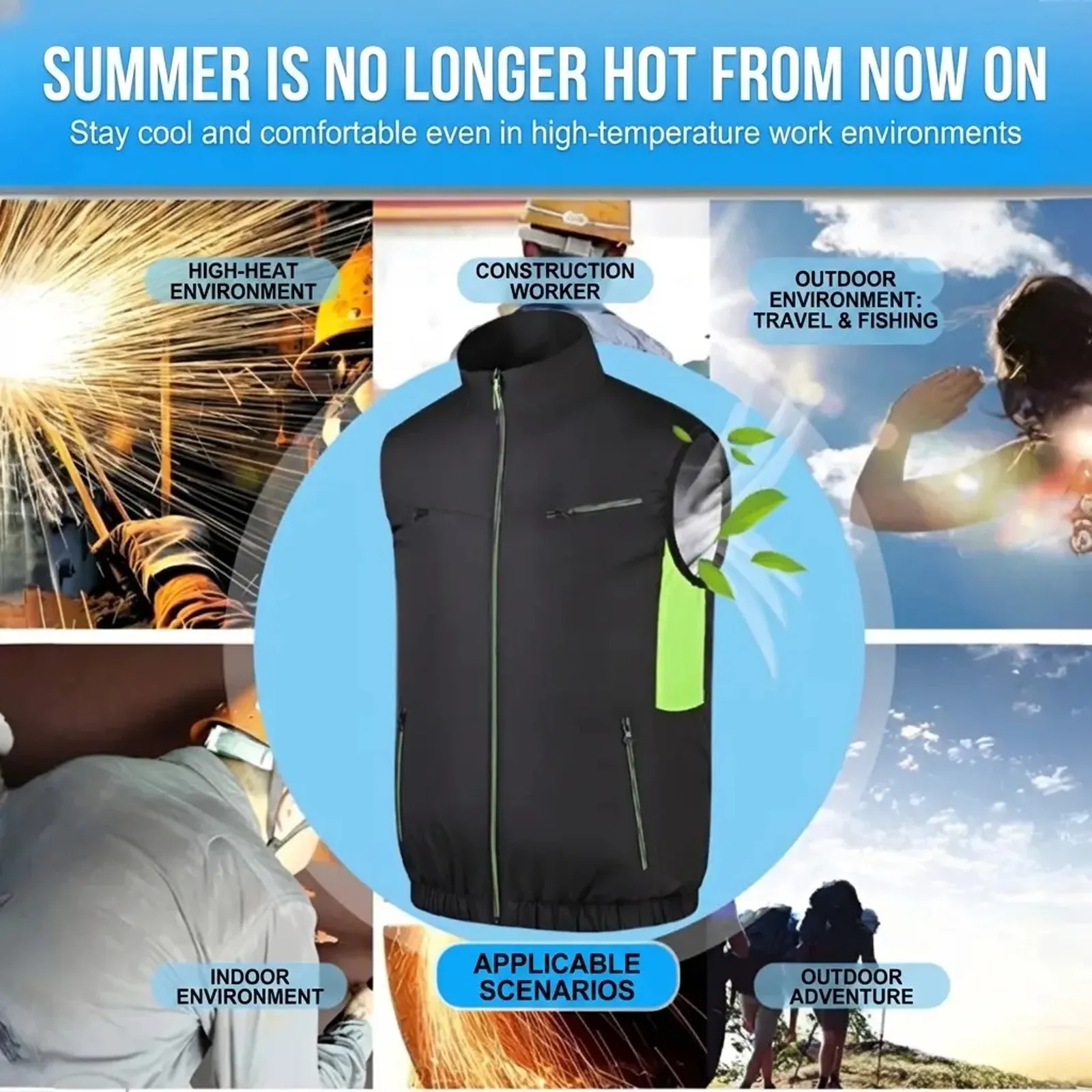 Sleeveless Fan Cooling Vest Air Conditioned Clothing for Summer Outdoor Work, Heat Relief Cooling Jacket for Men Women