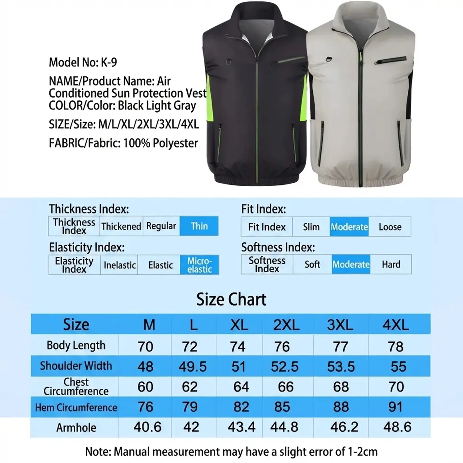 Sleeveless Fan Cooling Vest Air Conditioned Clothing for Summer Outdoor Work, Heat Relief Cooling Jacket for Men Women