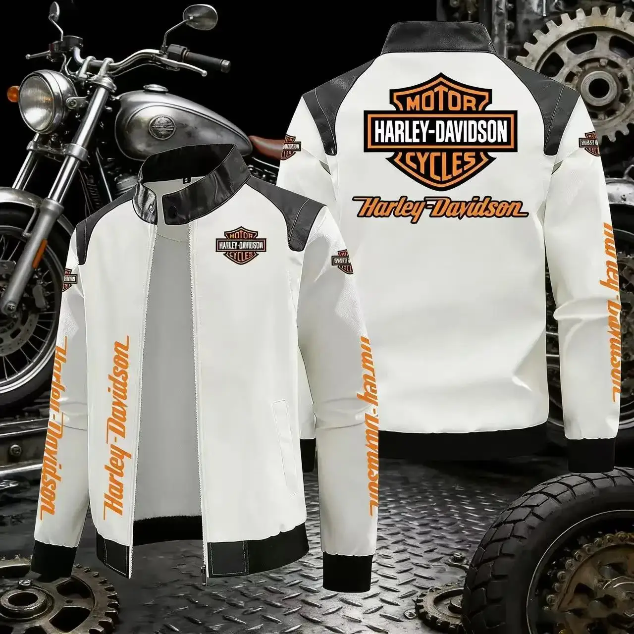 Harley Davidson Men Autumn Winter Fleece-lined Leather Jacket Motorcycle Waterproof Coat Outdoors Fashion Keep Warm Thick Tops