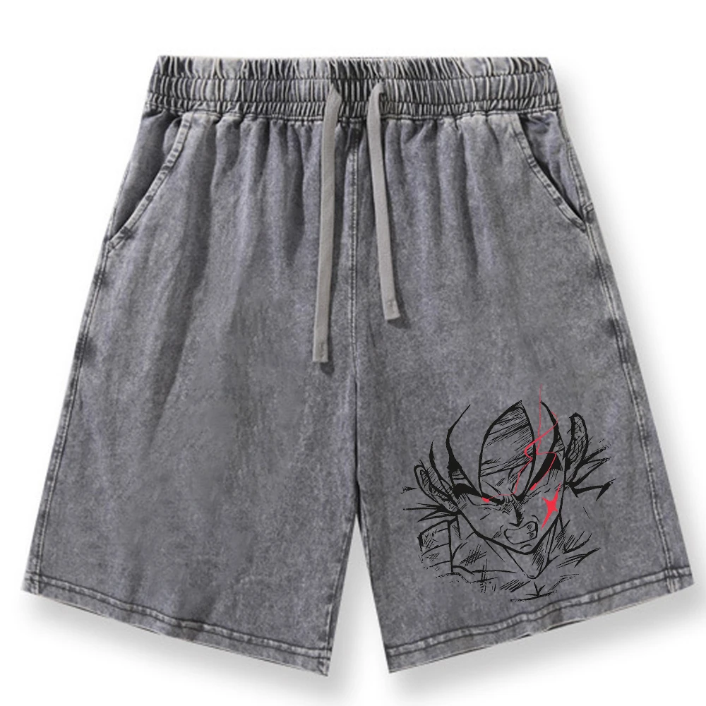 Dragon Ball Print GYM Shorts Men's Summer Personalized Vintage Comfortable Breathable Drawstring Shorts Outdoor Casual Pants
