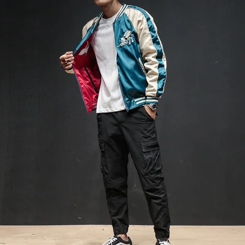 Reversible Baseball Jacket Men Spring Autumn Varsity Jacket Two Wear Streetwear Embroidered Women's Coat Luxury Men Clothing