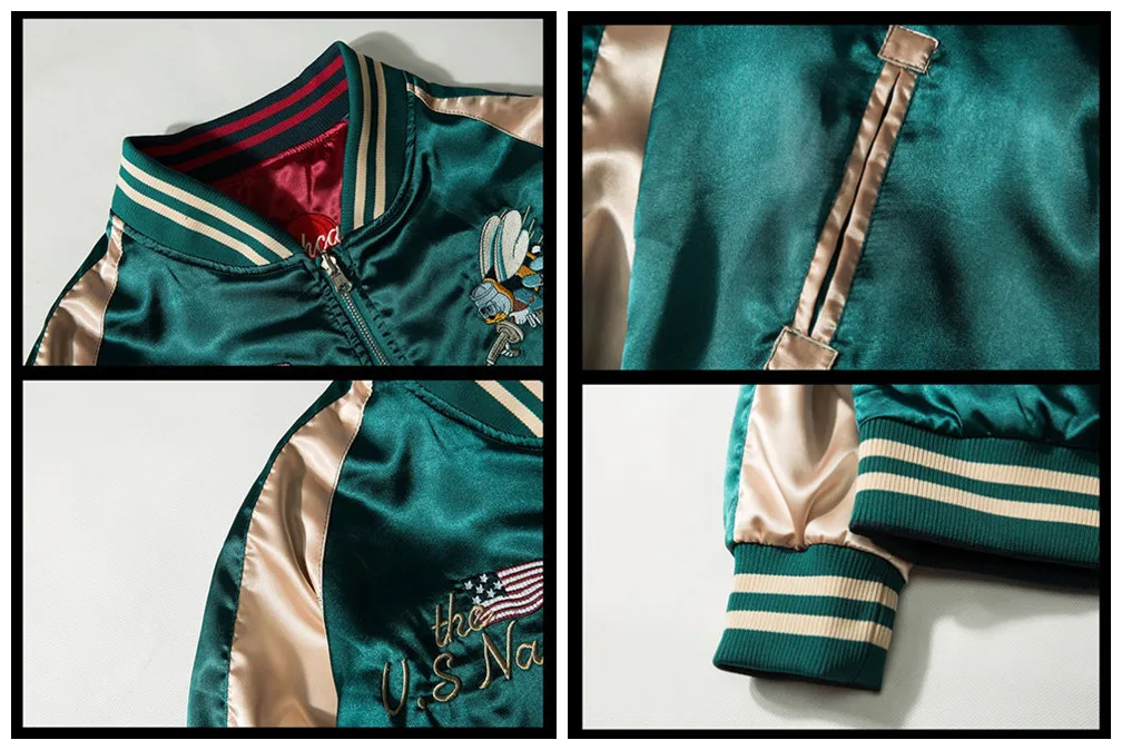 Reversible Baseball Jacket Men Spring Autumn Varsity Jacket Two Wear Streetwear Embroidered Women's Coat Luxury Men Clothing