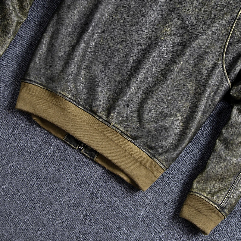 Bomber 45P Genuine Leather Jacket.Vintage Plus Size Real Cowhide Coat.Mens Classic Oversize Leather Cloth
