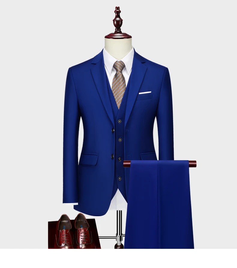 Men's Business Casual Suit for Weddings, Genuine Blazer, Vest and Pants, Big & Tall,Slim Fit Waistcoat, Dress Trousers, US Size