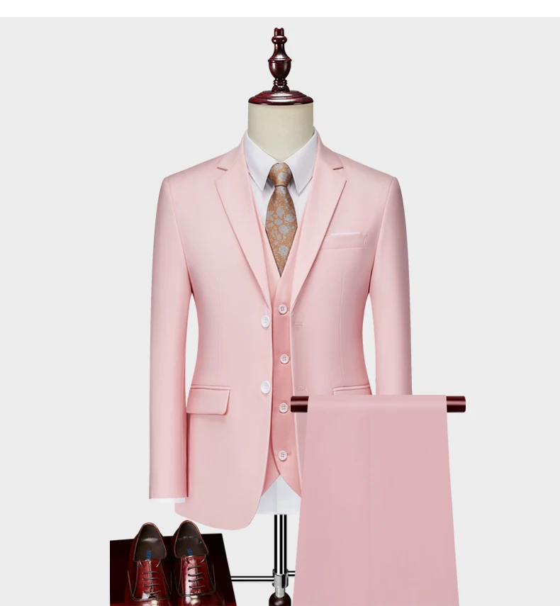 Men's Business Casual Suit for Weddings, Genuine Blazer, Vest and Pants, Big & Tall,Slim Fit Waistcoat, Dress Trousers, US Size