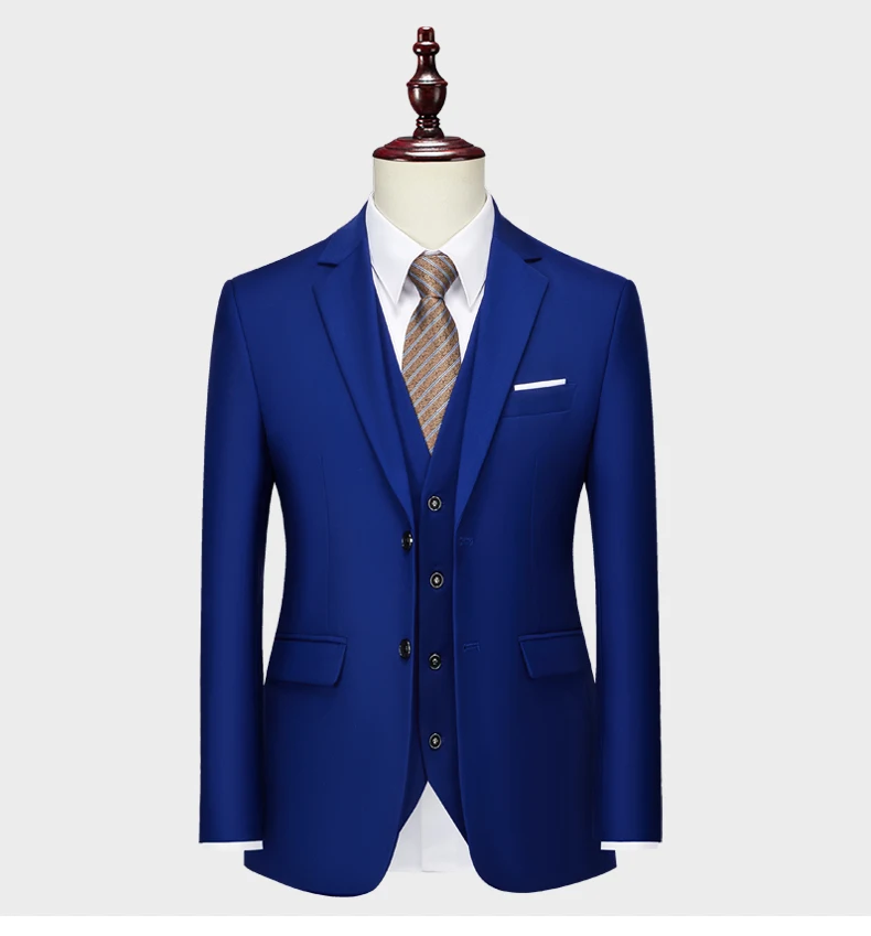 Men's Business Casual Suit for Weddings, Genuine Blazer, Vest and Pants, Big & Tall,Slim Fit Waistcoat, Dress Trousers, US Size
