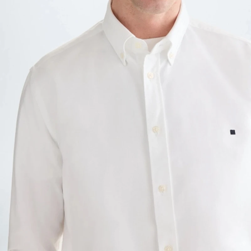 PG Men's button-down shirt Pure color long style Casual business formal shirt Suitable for men's office and daily wear