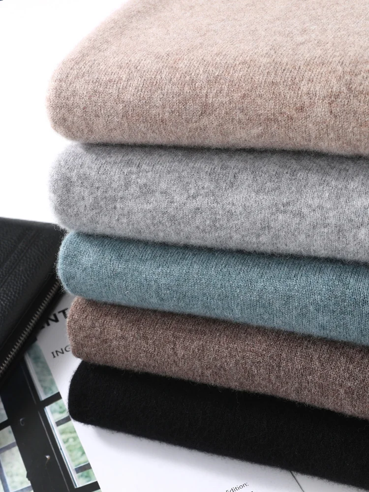 Autumn Winter Men Wool Turtleneck Pullover Long Sleeve Basic Cashmere Sweater 100% Merino Wool Knitwear Smart Casual Clothing