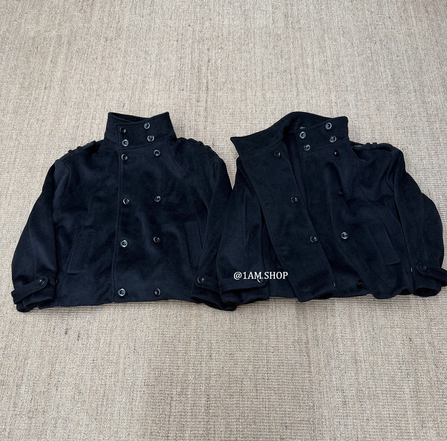 No faith studios double breasted stand-up collar double-sided wool boxy jacket