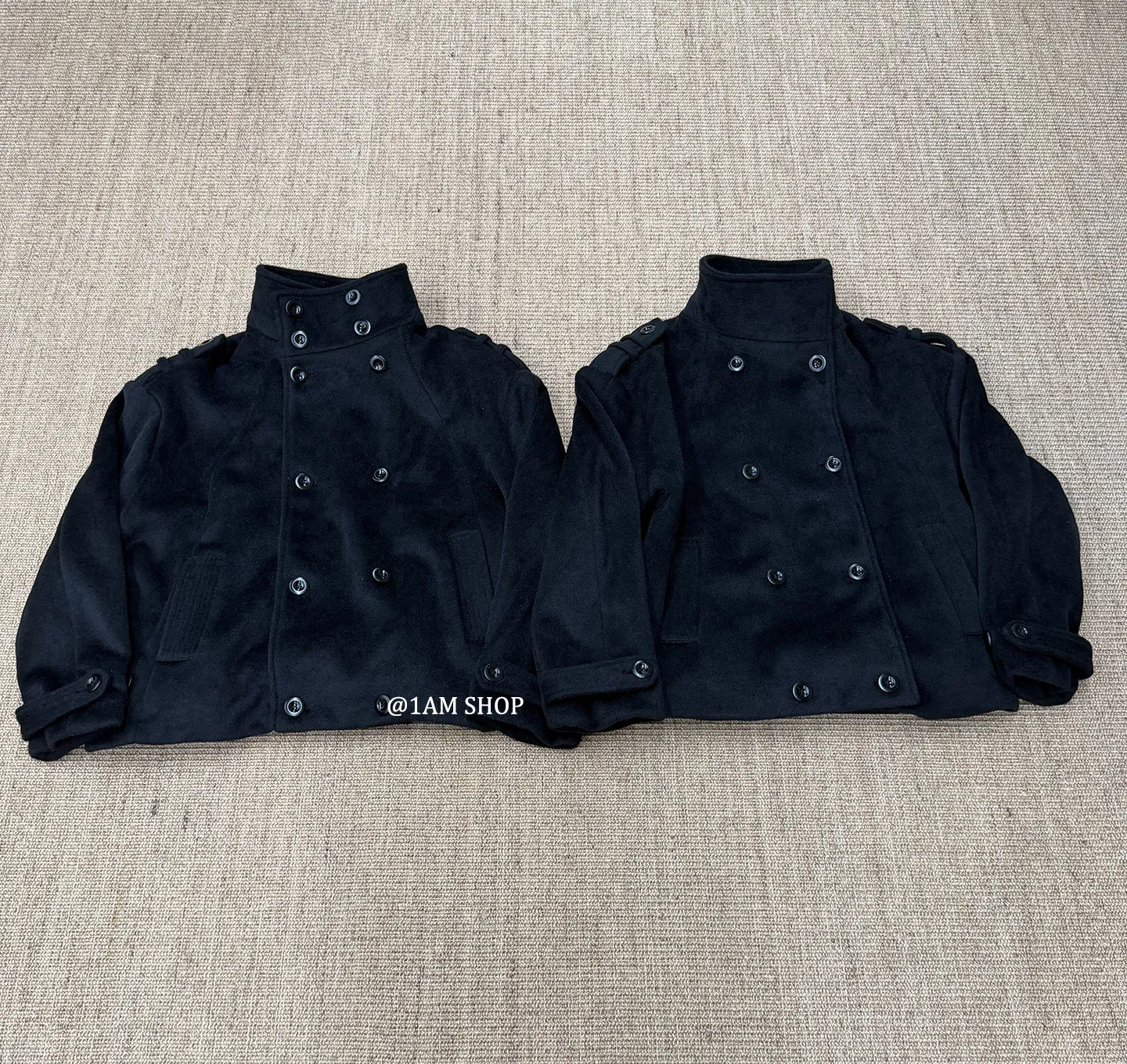 No faith studios double breasted stand-up collar double-sided wool boxy jacket