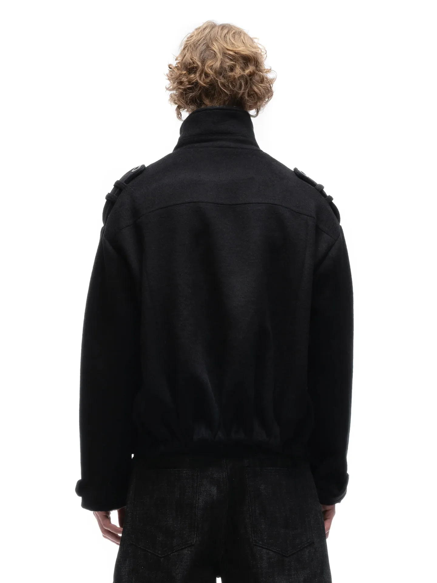 No faith studios double breasted stand-up collar double-sided wool boxy jacket