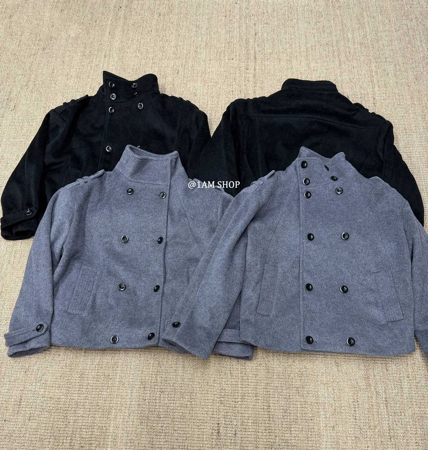 No faith studios double breasted stand-up collar double-sided wool boxy jacket