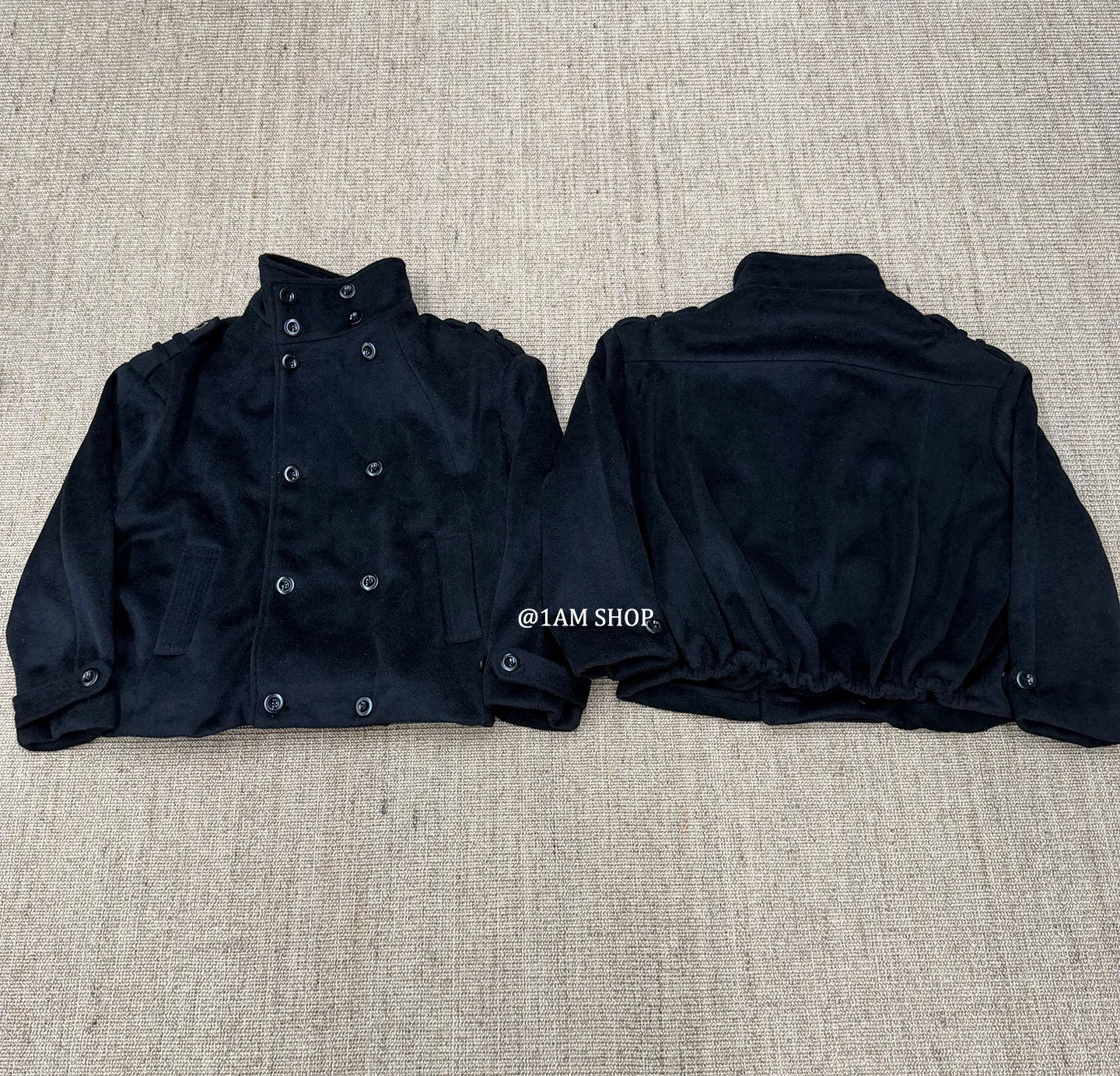 No faith studios double breasted stand-up collar double-sided wool boxy jacket