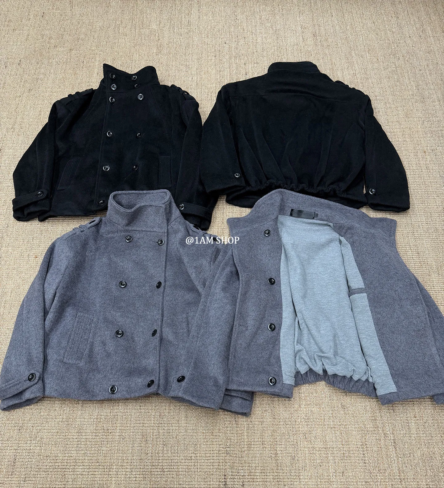 No faith studios double breasted stand-up collar double-sided wool boxy jacket